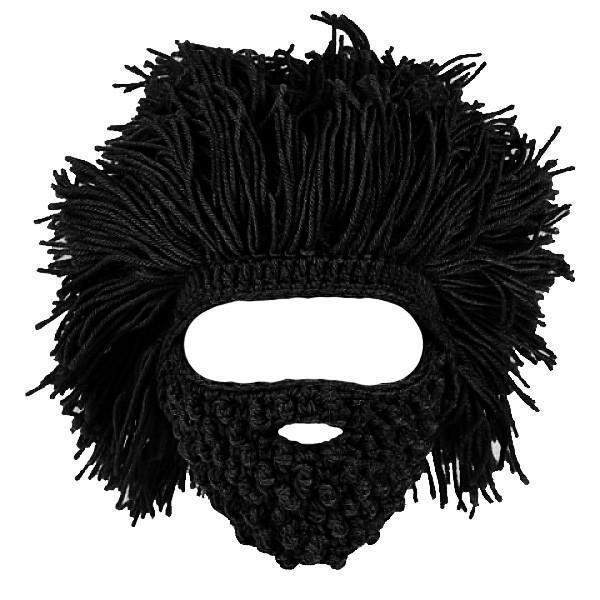 Afro Hair and Beard Knitted Beanie (Various Colors)