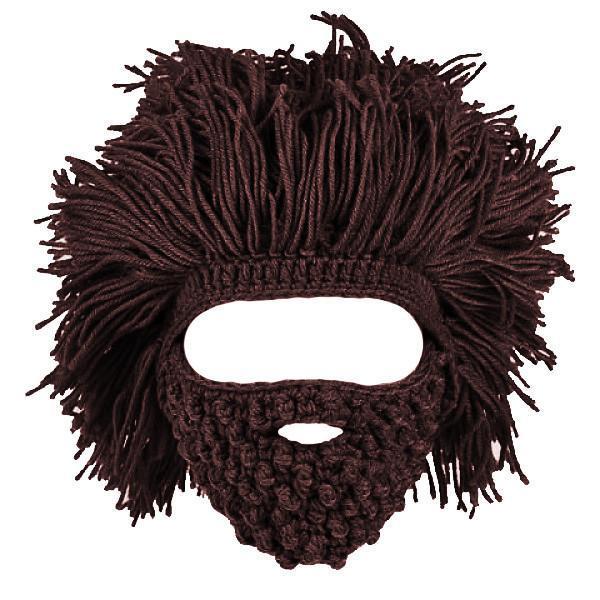 Afro Hair and Beard Knitted Beanie (Various Colors)
