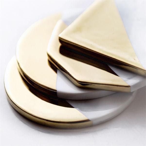 Gold Plated Marbling Coasters (Various Designs)