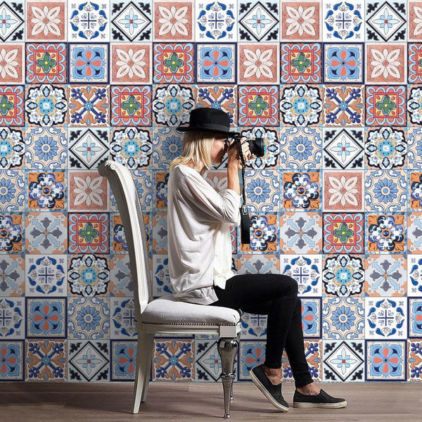 Mediterranean Waterproof Wall Floor Tile Stickers (Set of 25)