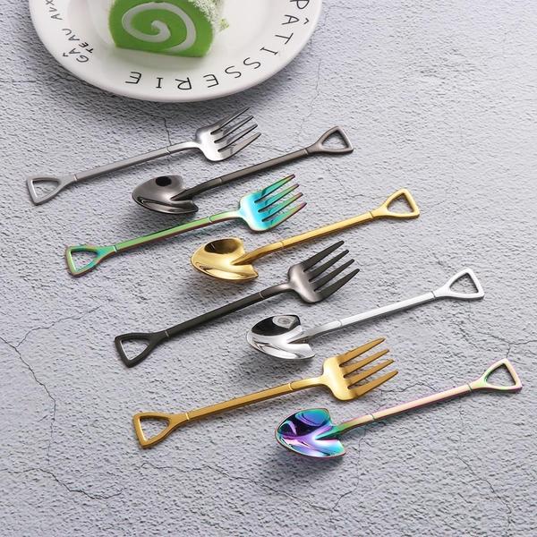 Pitchfork and Shovel Shaped Cutlery (Various Colors)
