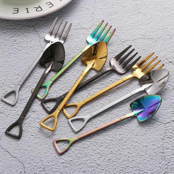 Pitchfork and Shovel Shaped Cutlery (Various Colors)
