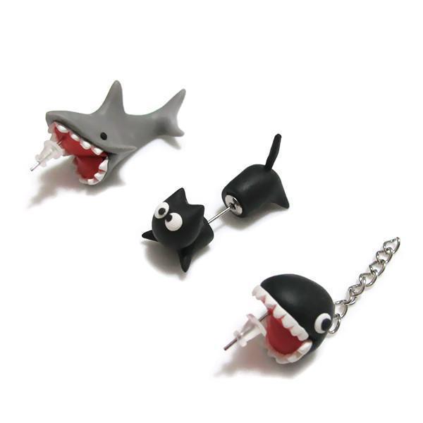 Through Your Ear Cat Earrings
