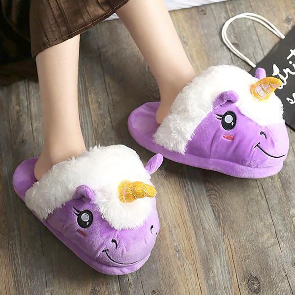 Unicorn Plush Slippers (Various Colors & Sizes)