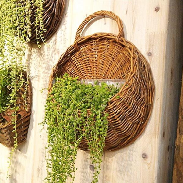 Woven Hanging Planter Wicker Basket (Various Designs)