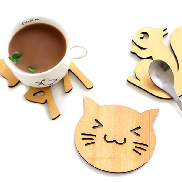 Wooden Animal Coasters (Set of 3)